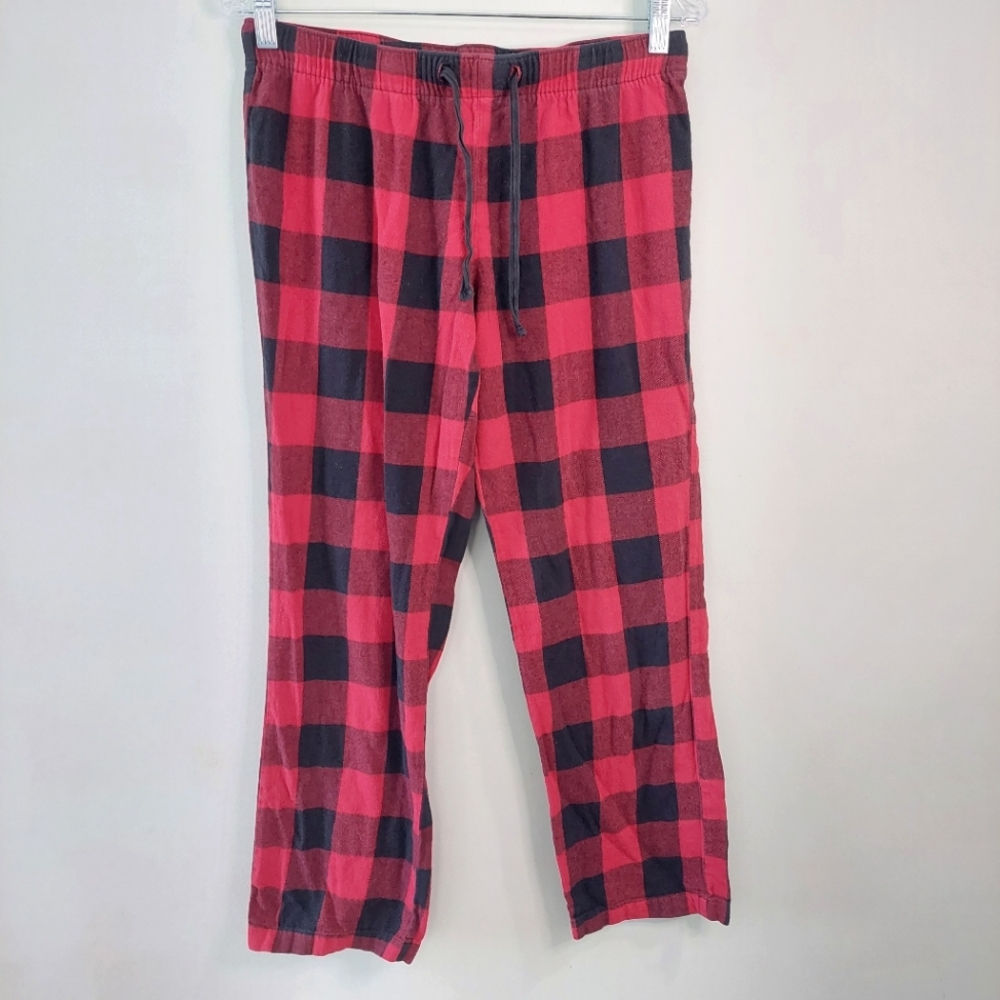 Old Navy pajama pants Medium red black buffalo check drawstring